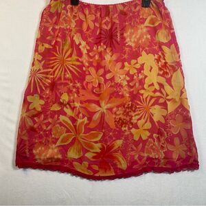 Susan Bristol Floral Silk Yellow/Pink Skirt Size Large